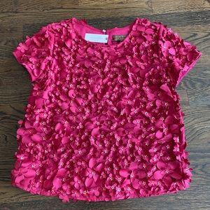 Anthropologie Blouse with Flower and beads - pink